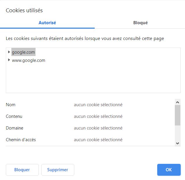 visualiser les cookies